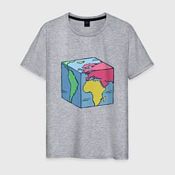 Мужская футболка Квадратный глобус земли