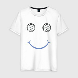 Футболка хлопковая мужская Volleyball Smile, цвет: белый