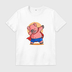 Мужская футболка Свинка супермен даббинг