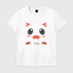 Футболка хлопковая мужская Свинья образ pig, цвет: белый