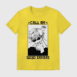 Футболка хлопковая мужская Позвони мне сатору годзе, цвет: желтый