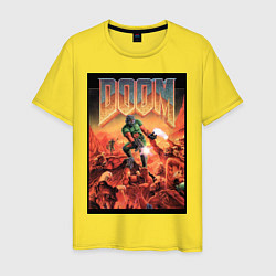 Футболка хлопковая мужская DOOM игра, цвет: желтый