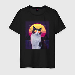 Мужская футболка Synthwave cat