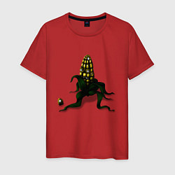 Футболка хлопковая мужская Злая кукуруза, цвет: красный