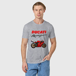 Футболка хлопковая мужская DUCATI ДУКАТИ MOTOSPORT, цвет: меланж — фото 2