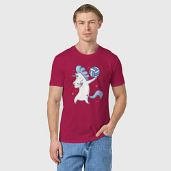 Футболка хлопковая мужская Unicorn Volleyball, цвет: маджента — фото 2
