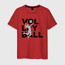 Футболка хлопковая мужская Volleyball, цвет: красный