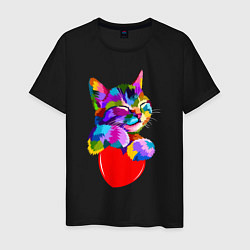 Мужская футболка РАДУЖНЫЙ КОТИК RAINBOW KITTY