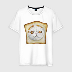 Футболка хлопковая мужская Bread Cat, цвет: белый