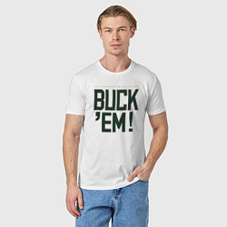 Футболка хлопковая мужская Buck Em, цвет: белый — фото 2