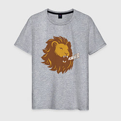 Футболка хлопковая мужская Lion Rawr, цвет: меланж