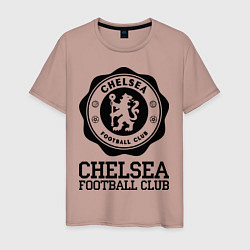 Футболка хлопковая мужская Chelsea FC: Emblem, цвет: пыльно-розовый