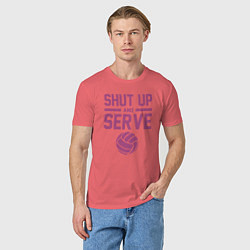 Футболка хлопковая мужская Shut Up And Serve, цвет: коралловый — фото 2