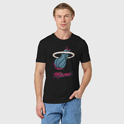 Футболка хлопковая мужская Miami Heat, цвет: черный — фото 2