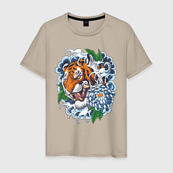 Мужская футболка Тигр в цветах