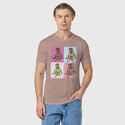 Футболка хлопковая мужская Сурикат поп-арт, цвет: пыльно-розовый — фото 2