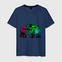 Футболка хлопковая мужская Ретро БМВ BMW Сочный, цвет: тёмно-синий