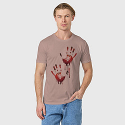 Футболка хлопковая мужская Следы, цвет: пыльно-розовый — фото 2