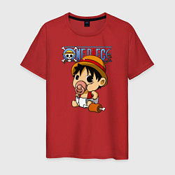 Футболка хлопковая мужская Малыш Луффи One Piece, цвет: красный