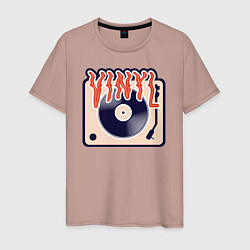 Футболка хлопковая мужская Винил Vinyl DJ, цвет: пыльно-розовый