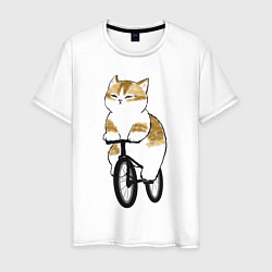 Мужская футболка Котик на велосипеде