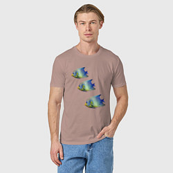 Футболка хлопковая мужская Рыба, цвет: пыльно-розовый — фото 2