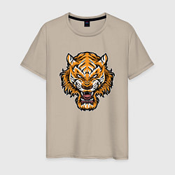 Футболка хлопковая мужская Cool Tiger, цвет: миндальный