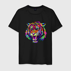 Футболка хлопковая мужская Color Tiger, цвет: черный
