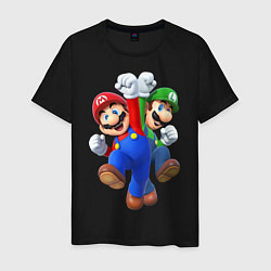 Футболка хлопковая мужская Mario Bros, цвет: черный
