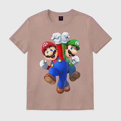 Футболка хлопковая мужская Mario Bros, цвет: пыльно-розовый