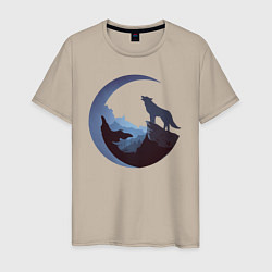 Мужская футболка Волк и луна