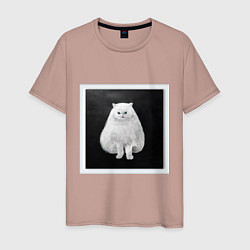 Мужская футболка Злой белый кот арт