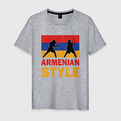 Футболка хлопковая мужская Армянский стиль, цвет: меланж