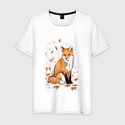 Мужская футболка ЛИСА В ЛИСТЬЯХ ОСЕННЕЕ НАСТРОНИЕ FOX IN THE FOREST