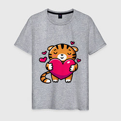 Мужская футболка Милый тигренок с сердечком