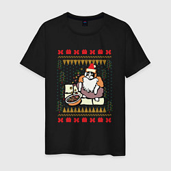 Мужская футболка Рождественский свитер Котик с колечками