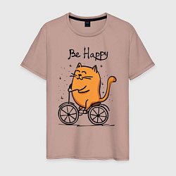 Мужская футболка Кот велосипедист