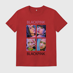 Футболка хлопковая мужская BLACKPINK черно-розовые, цвет: красный