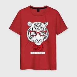 Мужская футболка Белый тигр в красных очках