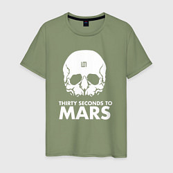 Мужская футболка 30 Seconds to Mars белый череп