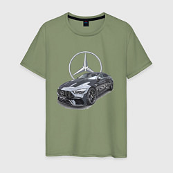 Футболка хлопковая мужская Mercedes AMG motorsport, цвет: авокадо