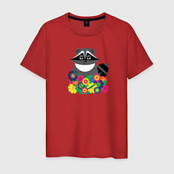 Мужская футболка Цветочный енот