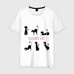 Футболка хлопковая мужская Элегантные коты, цвет: белый