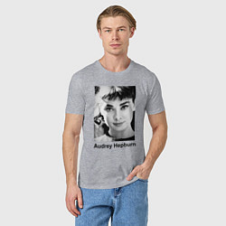 Футболка хлопковая мужская Одри Хепбёрн 88, цвет: меланж — фото 2