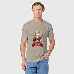 Футболка хлопковая мужская Christmas Unicorn, цвет: миндальный — фото 2