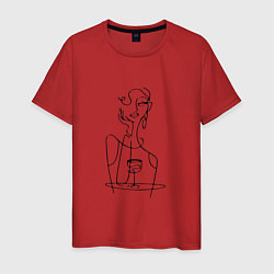 Мужская футболка Девушка с вином
