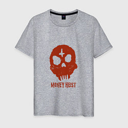 Футболка хлопковая мужская Money Heist Skull, цвет: меланж