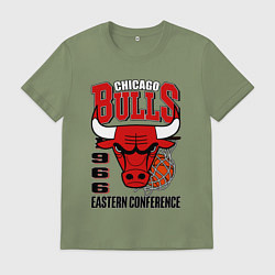 Футболка хлопковая мужская Chicago Bulls NBA, цвет: авокадо