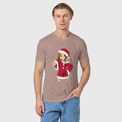 Футболка хлопковая мужская Анимешная девочка Санта, цвет: пыльно-розовый — фото 2