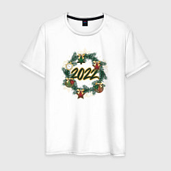Мужская футболка Новогодний Венок 2022